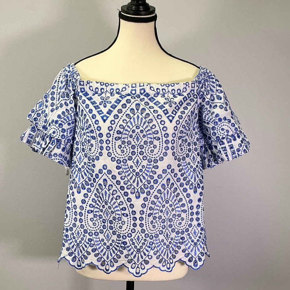 Lilly Pulitzer Blue and White Short Sleeve Top